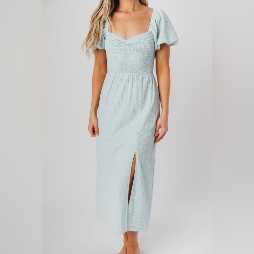 Maria Sweetheart Neckline Midi Dress in Powder Blue - Bump Friendly - 3XL